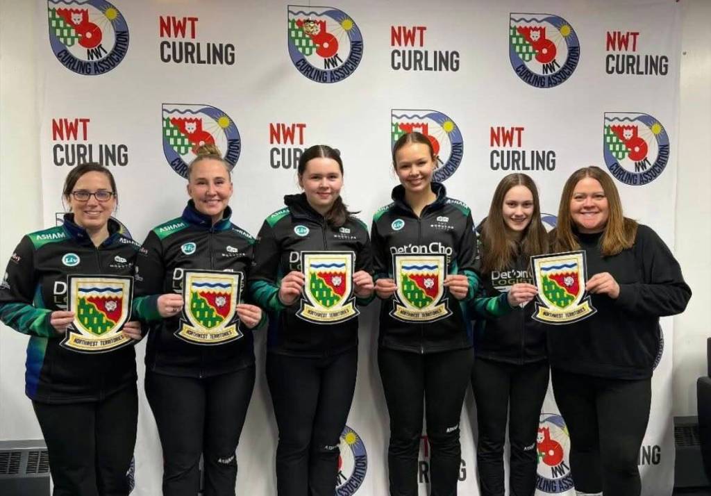 The Yellowknife Curling Centre will represent the NWT at the Scotties Tournament of Hearts in Mississauga, Ont., later this month. The winning team consists of, from left, Nicky Kaufman, Megan Koehler, Sydney Galusha, Ella Skauge, Brynn Chorostkowski and coach Kerry Galusha. Photo courtesy of Curling NT