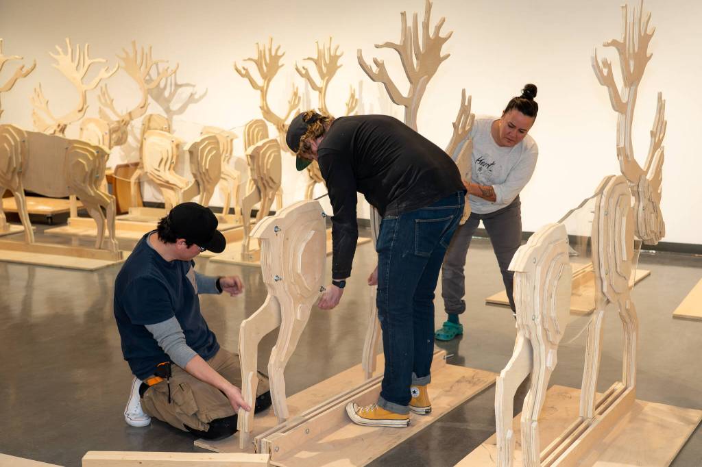 NWT and Yukon artists collaborate to create caribou herd art installation